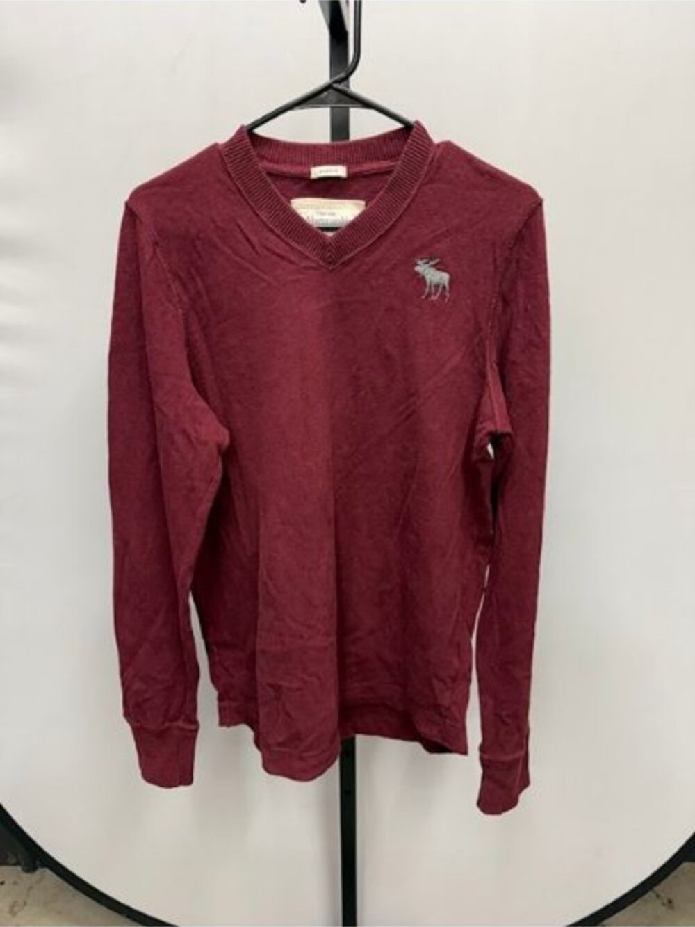 Abercrombie & Fitch Vintage Muscle Maroon V-Neck Cotton Sweater